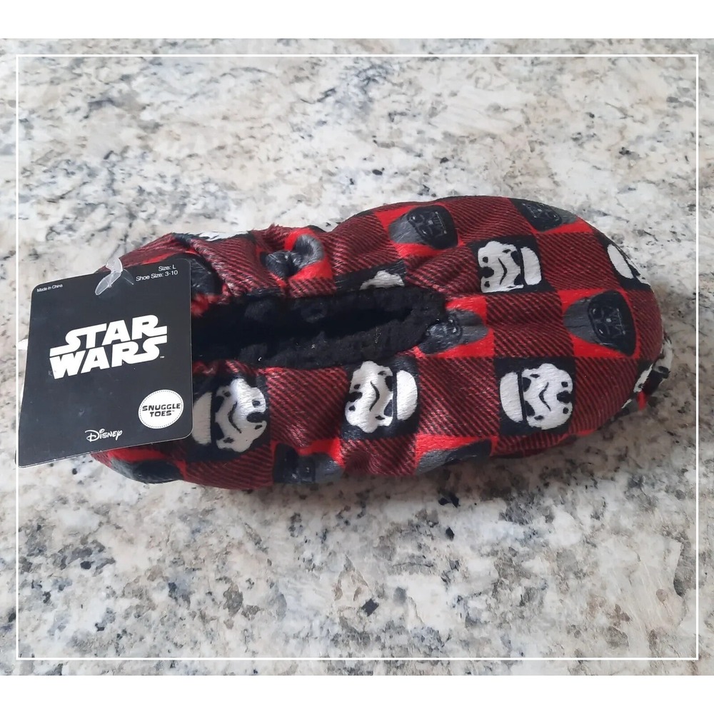 Star Wars Kids Slippers 10 Buffalo‎ Plaid Snuggle Toes Darth Vader Stormtrooper